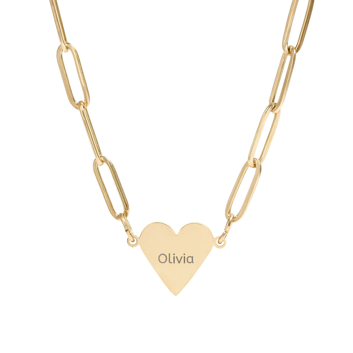 Personalized Paperclip Heart Necklace – Custom Engraved Name Jewelry